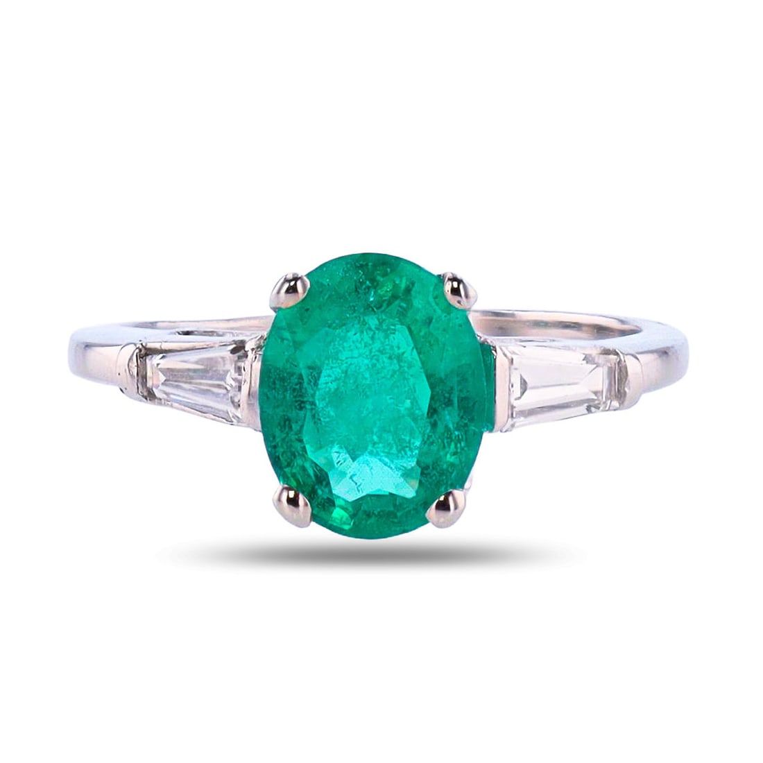 1.65ct Emerald and 0.20ctw Diamond Platinum Ring (GIA CERTIFIED) (1 of 5)