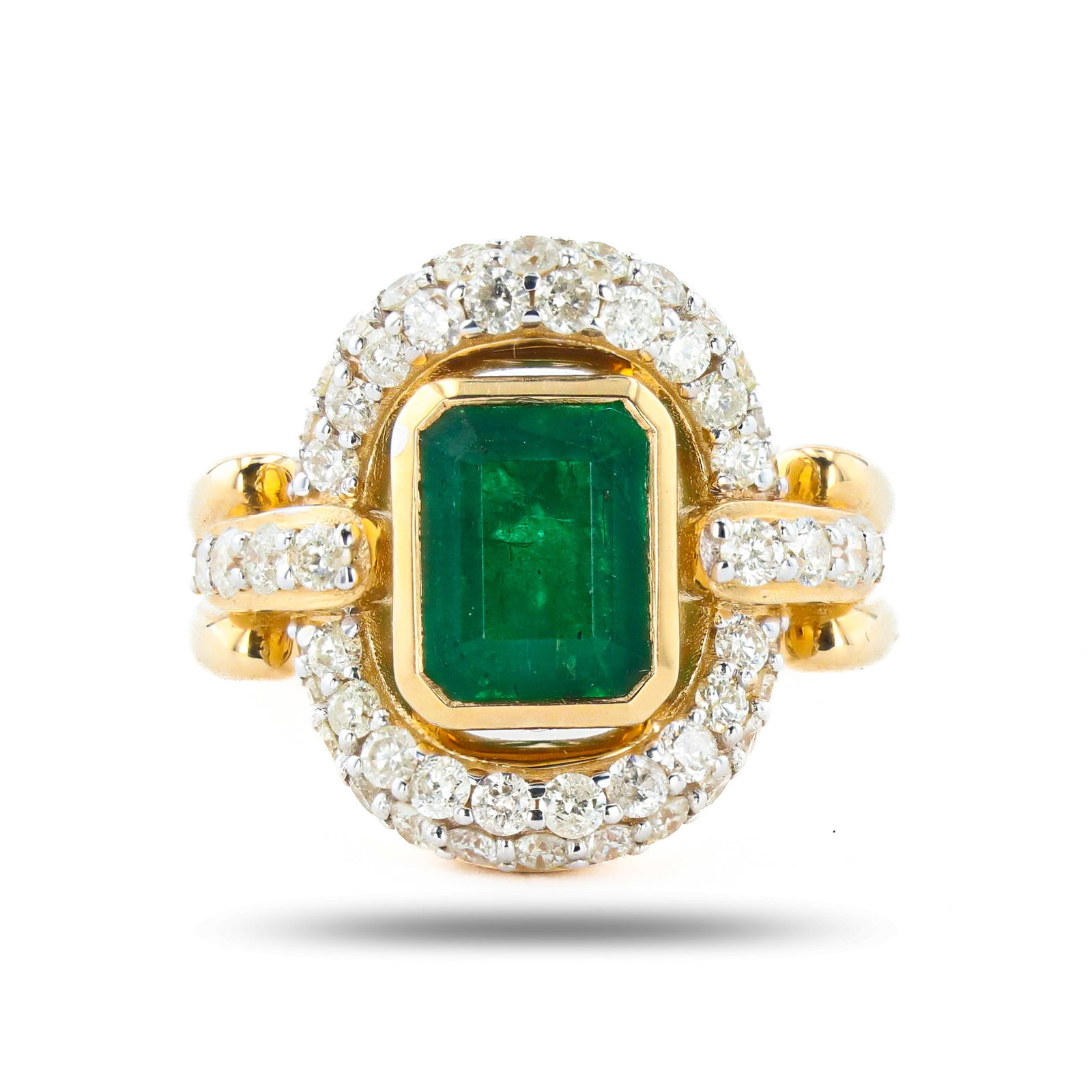 2.20ct Emerald and 1.22ctw Diamond 14K Yellow Gold Ring (1 of 4)