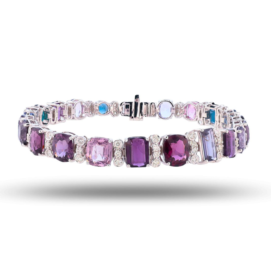 24.76ctw MultiColor Spinel and 1.21ctw Diamond Platinum Bracelet (1 of 4)