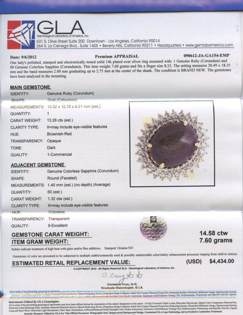 Ruby & Sapphire Ring Appraised Value: $4,434 - 2