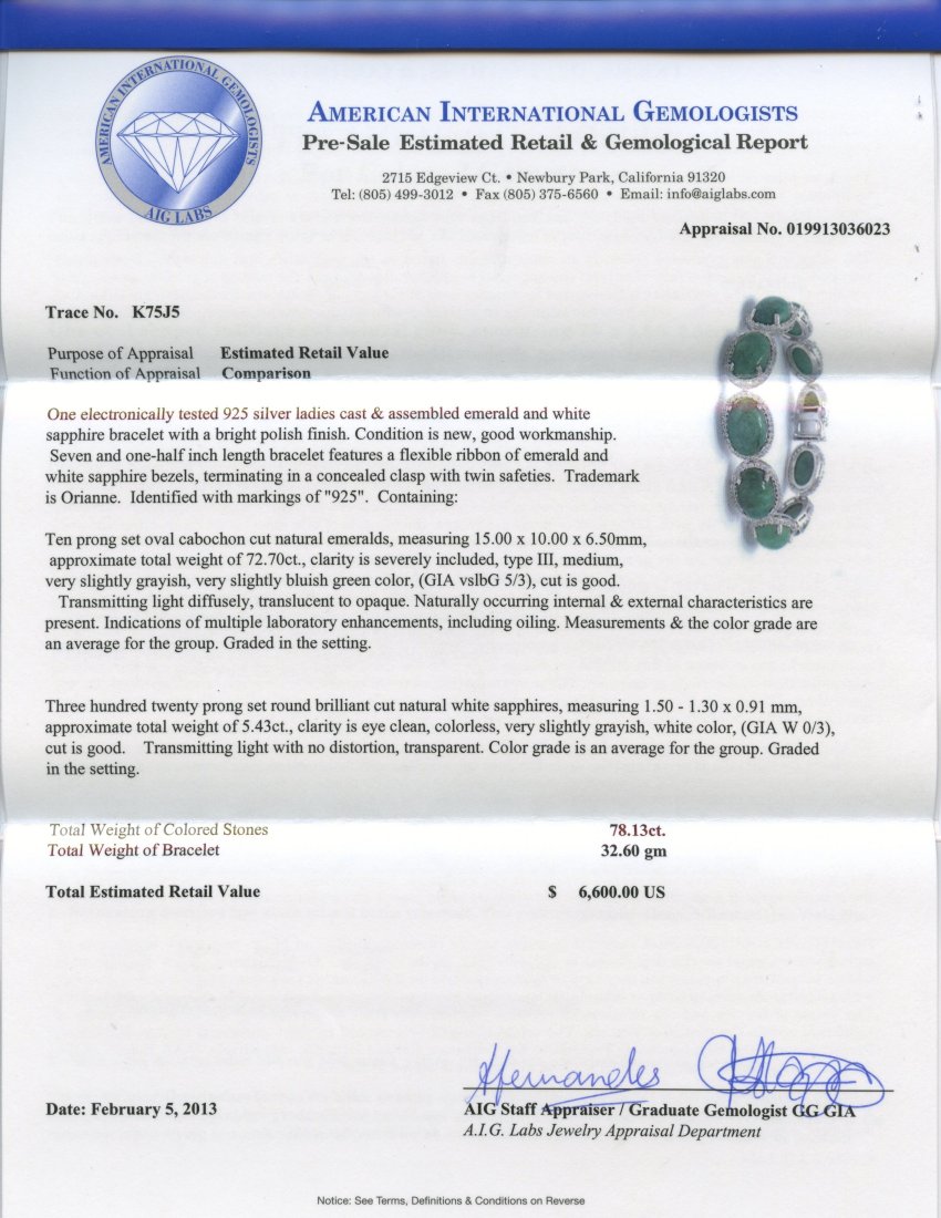 Emerald & Sapphire Bracelet Appraised Value: $6,600 - 2