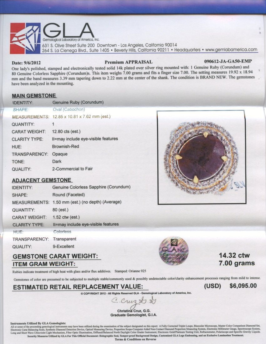 Ruby & Sapphire Ring Appraised Value: $6,095 - 2