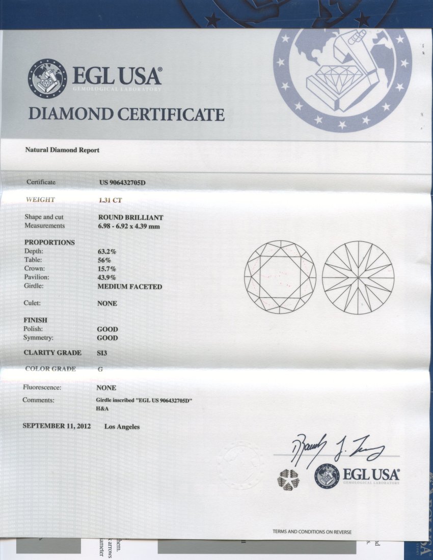 1.31 ct Diamond Loose Stone (EGL CERTIFIED) - 2