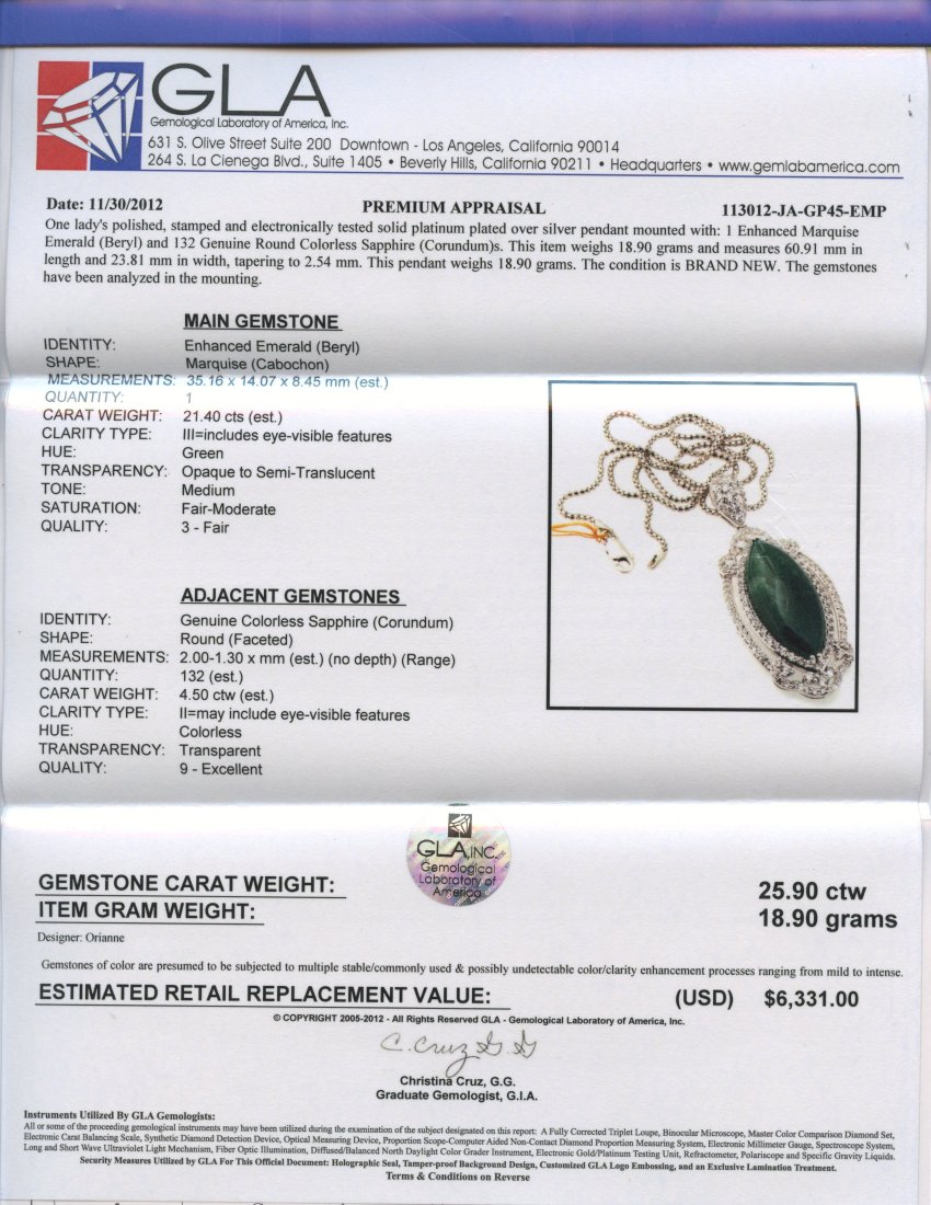 Emerald & Sapphire Necklace Appraised Value: $6,331 - 2