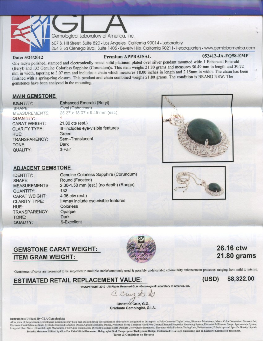 Emerald & Sapphire Necklace Appraised Value: $8,322 - 2