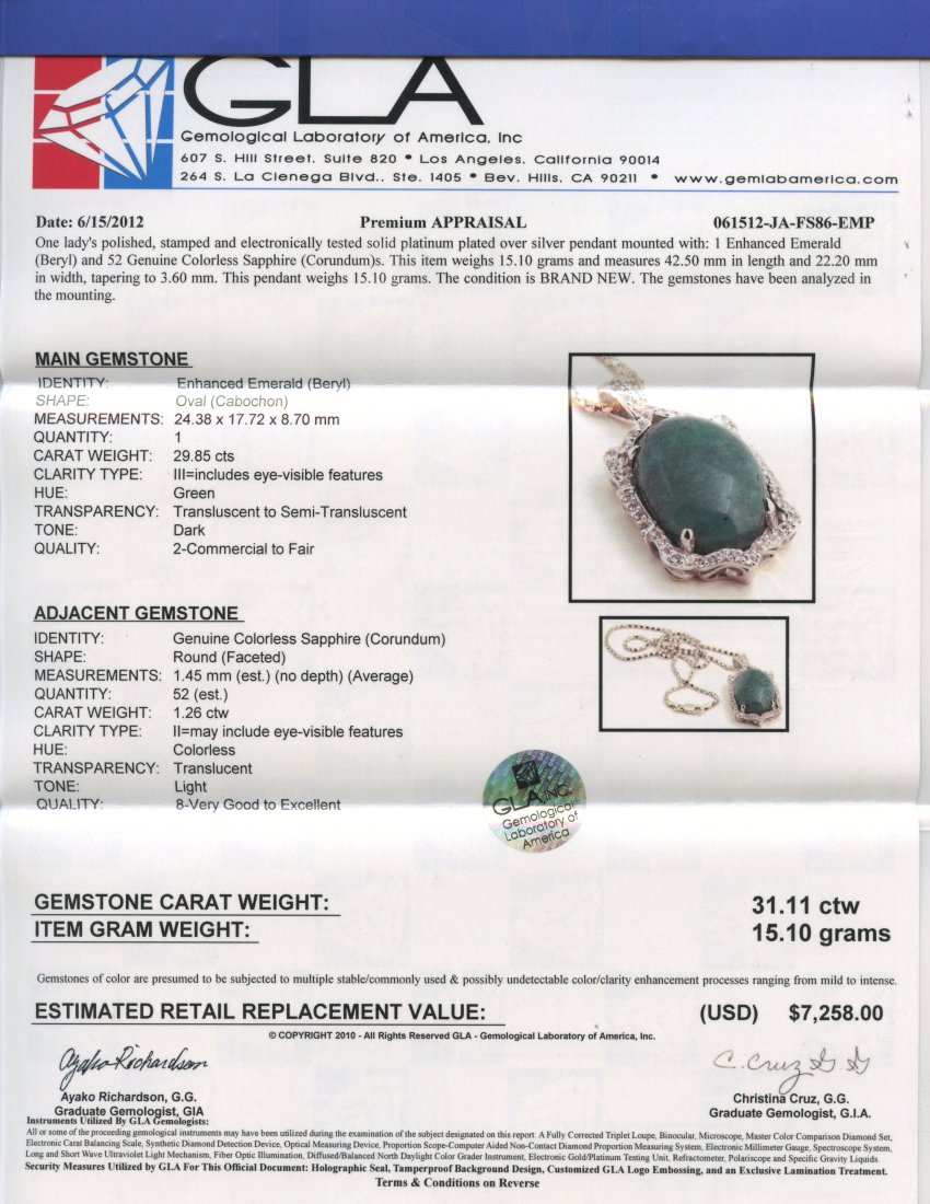 Emerald & Sapphire Necklace Appraised Value: $7,258 - 2