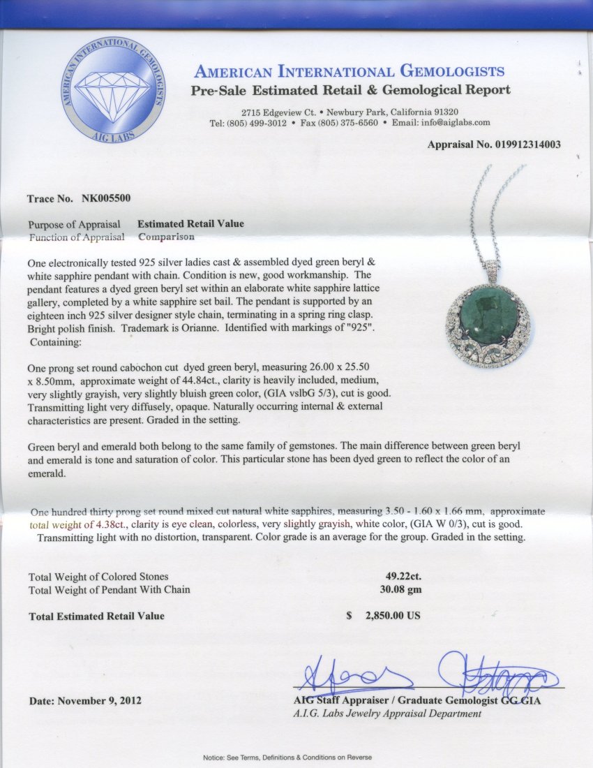 Emerald & Sapphire Necklace Appraised Value: $2,850 - 2