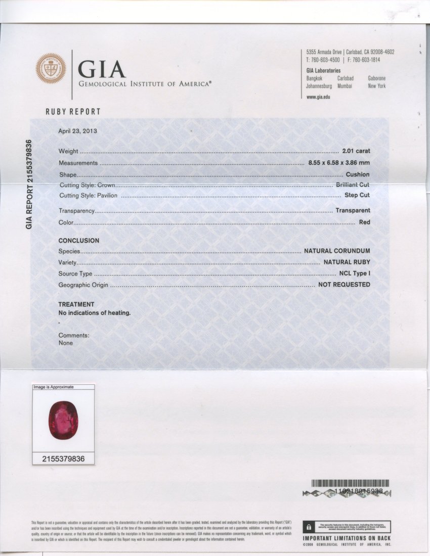 Ruby & Diamond Ring Appraised Value: $16,750 (GIA CERT. - 3