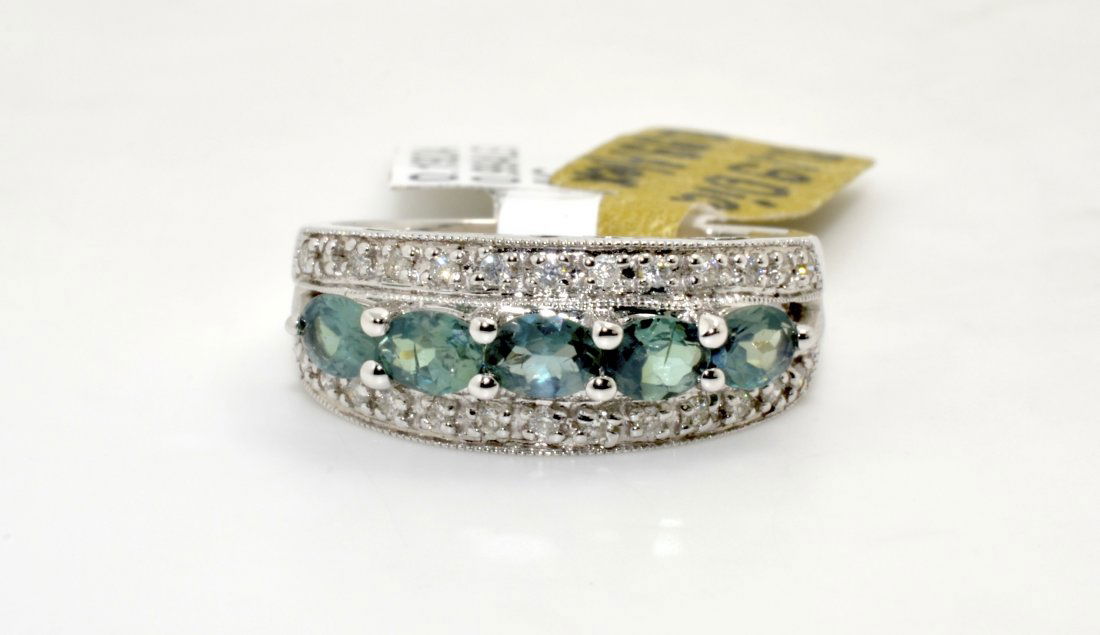 Alexandrite & Diamond Ring (EGL CERTIFIED): 14K white gold ladies cast ring with 0.99 cts of alexandrites and 0.19 cts of diamonds SI2-I1, G-H color K26J23