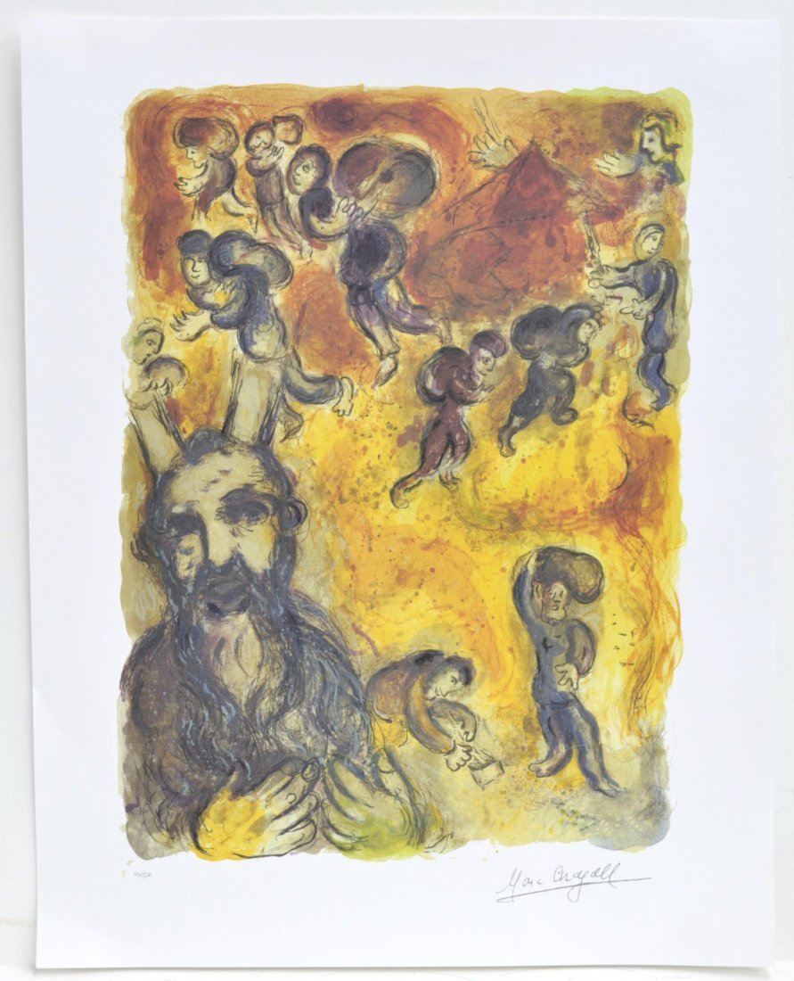 Marc Chagall's "Moses Sees The Suffering Of His People": Marc Chagall's "Exodus - Moses Sees The Suffering Of His People" Art (LITHO) K18J9