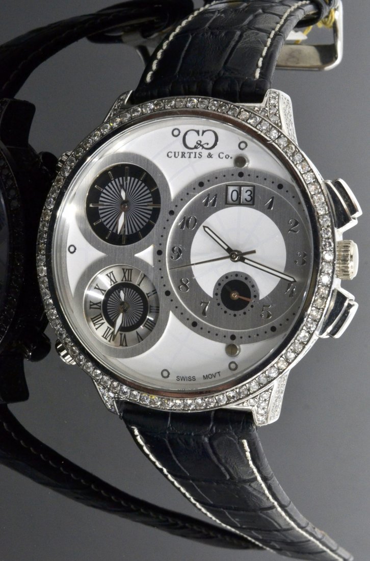 Curtis & Co. Watch Appraised Value: $10,500: Curits & Co. four time zone wristwatch with 5.75 ct of diamonds CLARITY SI-2 to I-1 COLOR G-I *NOT ORIGINAL CROWN* K52J15