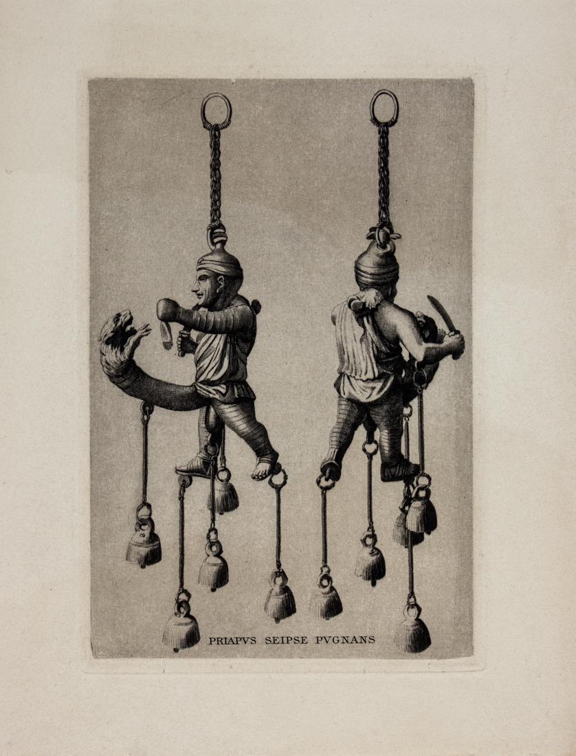 Barbier, Le soir: George Barbier, Le soir. 1925 Incisione a pochoir in bianco e nero. mm 160x105. Foglio: mm 250x165. Firmata e data nella lastra in basso a destra. SI AGGIUNGONO: Sei incisioni erotiche di autori