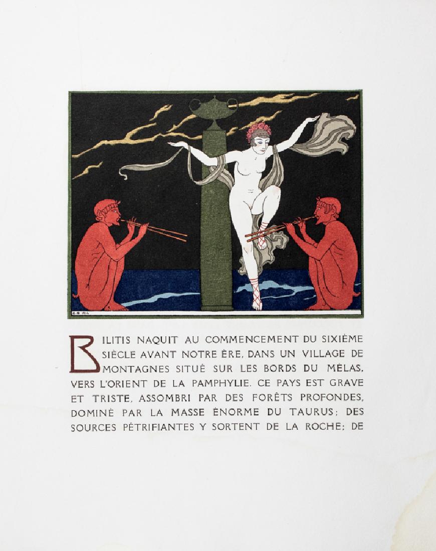 Barbier, 8 vignette da Les chansons de Bilitis: George Barbier, Lotto composto di 5 vignette da Les chansons de Bilitis di Louÿs Pierre. 1914-1922. Xilografie colorate a pochoir (stampate su bifoli). mm 300x240 cad. Tratti da Pierre Loüy