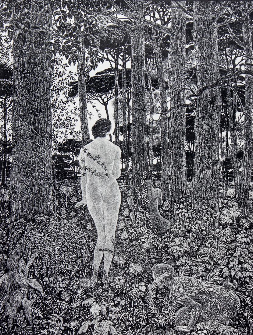 Guerrini, Contemplazione: Giovanni Guerrini, Contemplazione. 1914-1915. Litografia. mm 280x215. Foglio: mm 540x370. Titolata e firmata a matita in basso ai lati. Uno dei capolavori di Guerrini litografo. Rara. 