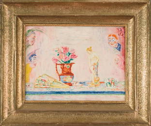 Ensor, Fleurs et statuette