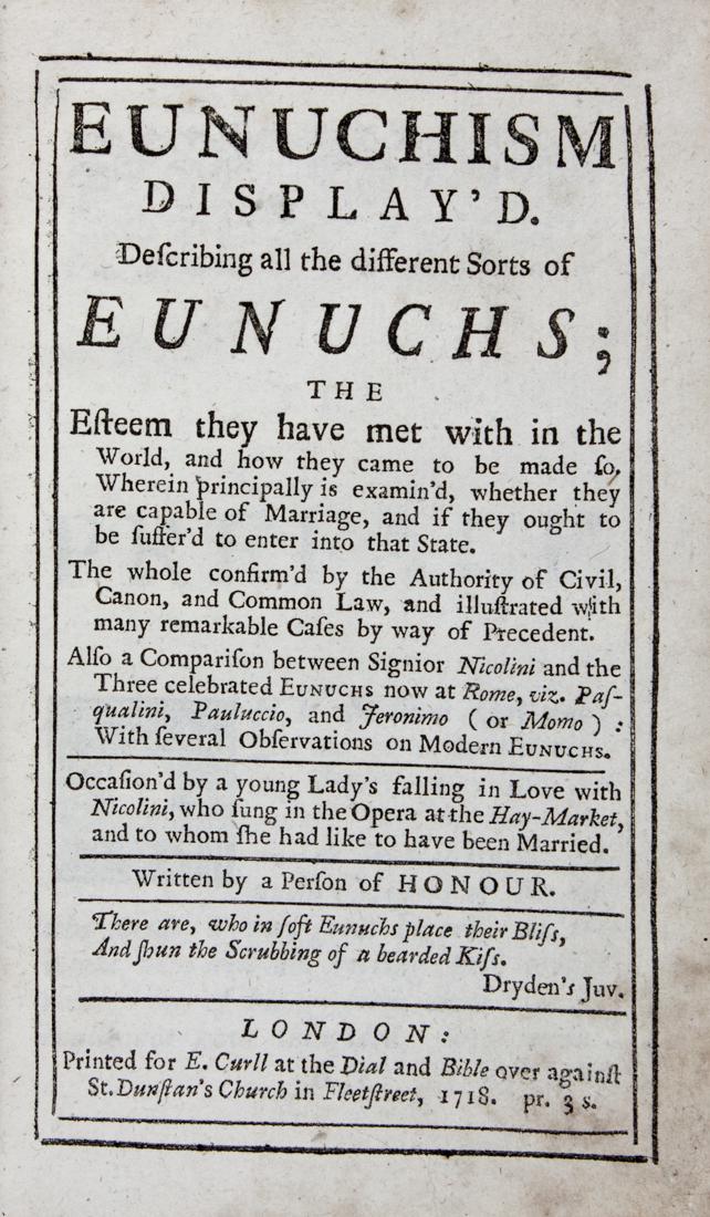 [Erotic] Ancillon, Eunuchism Display'd (1 of 2)