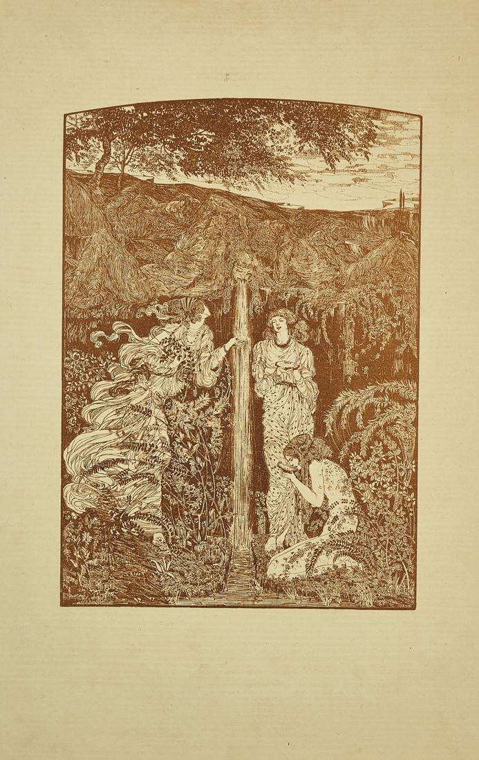 Guerrini, La fonte: Giovanni Guerrini, La fonte. 1912. Litografia. mm 220x155. Foglio: mm 340x220. Si aggiungono: Idem: Confidenze e In pace-Oltre il sogno. 1911. Due xilografie mm 130x130 cad. Fogli: mm