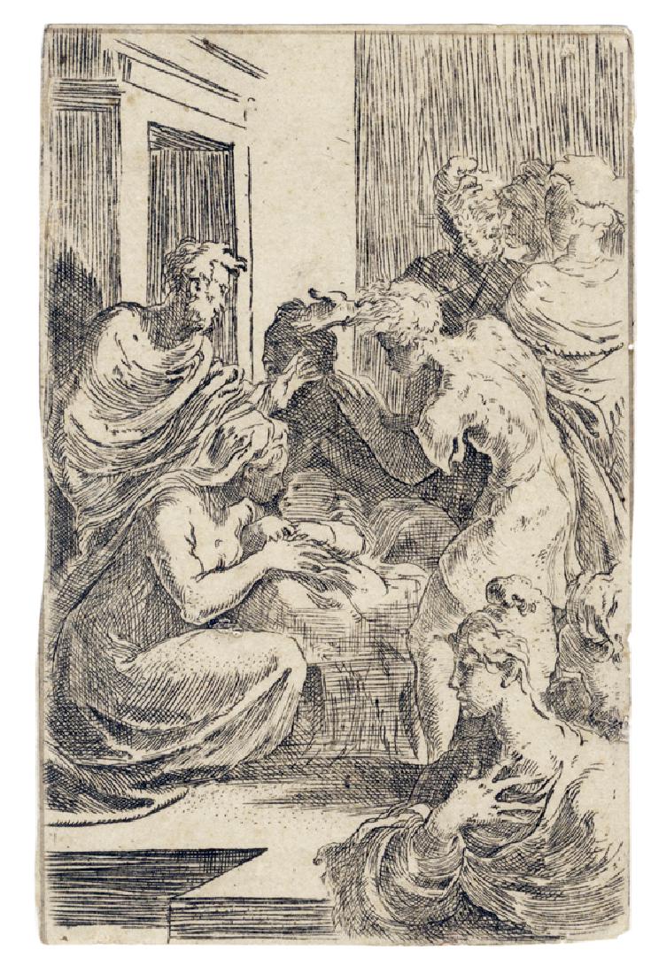 il Parmigianino [da], Adorazione dei pastori.: Francesco Mazzola (detto il Parmigianino) [da], Adorazione dei pastori. post 1526. Acquaforte. mm 120x80. Reed/Wallace (1989), p. 10. Gnann (2003) p. 328, 2.4.1. Mussini/De Rubeis, 15. Copi