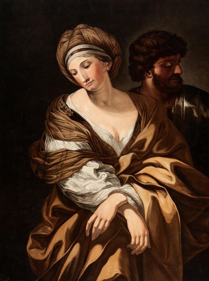 Prestel, Susanna davanti ai giudici, 1788: Johann Gottlieb Prestel, Susanna davanti ai giudici. 1788. Acquaforte e acquatinta a colori. mm 570x435. Da un soggetto di Pietro da Cortona. Firmate e datate "1788" in basso a sinistra