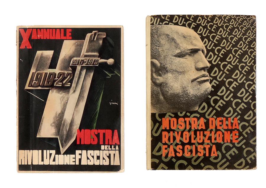 Alfieri-Freddi, Mostra della rivoluzione fascista: Alfieri Dino, Freddi Luigi, Mostra della rivoluzione fascista. Guida storica. Bergamo: Istituto Italiano D'arti Grafiche, 1933. In-8° (mm 240x170). Pagine 258, [6] con 13 tavole a colori fuor