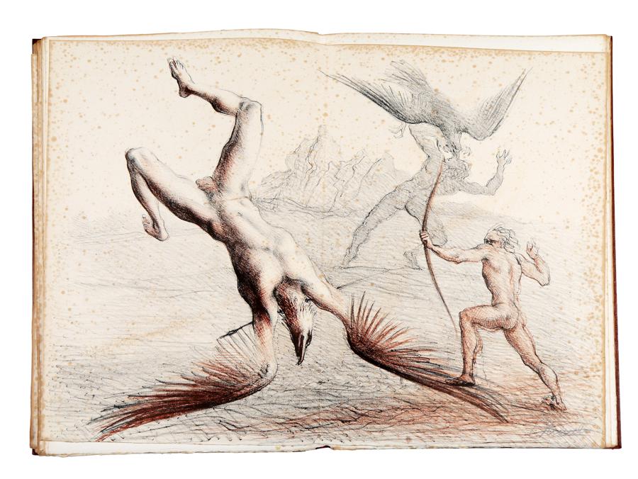 Ovidius, Metamorfosi...: Ovidius Naso Publius, Metamorfosi [...] in latino e in italiano. Ridotte da Gio. Andrea dell'Anguillara in ottava rima 1584. XXII litografie originali e XLVIII disegni di Marcello Tommasi. Roma: