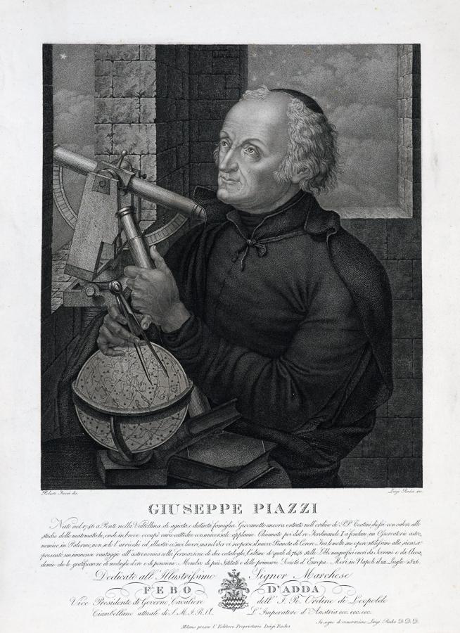 Rados Luigi, Ritratto di Giuseppe Piazzi.: Rados Luigi, Ritratto di Giuseppe Piazzi. 1828 ca. Acquaforte e acquatinta. 490x367. Foglio: 500x377. Non su Nagler. Firmata sotto il soggetto nel margine a destra. Ritratto del presbitero e astr