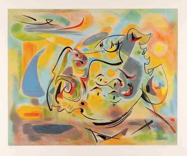 André Masson: André Masson (1896 - 1987), Senza titolo. Litografia a colori. mm 461x570. Foglio: mm 562x761. Firmata a matita e numerata «95/150».