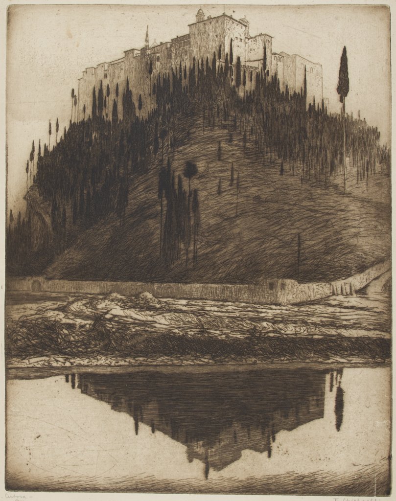 Chiappelli Francesco: Chiappelli Francesco (1890 - 1947), Firenze La Certosa 1914. Acquaforte. mm 556x435. Foglio: mm 667x526. Pogliaghi/Chiappelli, 21. Firmata a matita in basso a destra. Titolata e numerata «35/60» in 