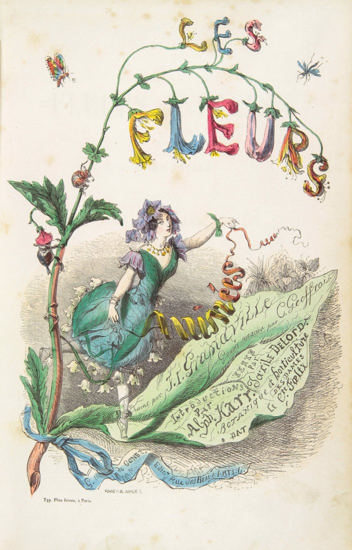 Grandville J.J.: Grandville J.J. [pseud. di Gérard Jean Ignace Isidore]. Les fleurs animées [...], introduction par Alph. Karr, texte par Taxile Delord. Première partie (-deuxième). Paris: Gabriel de Gonet, 1847. 
