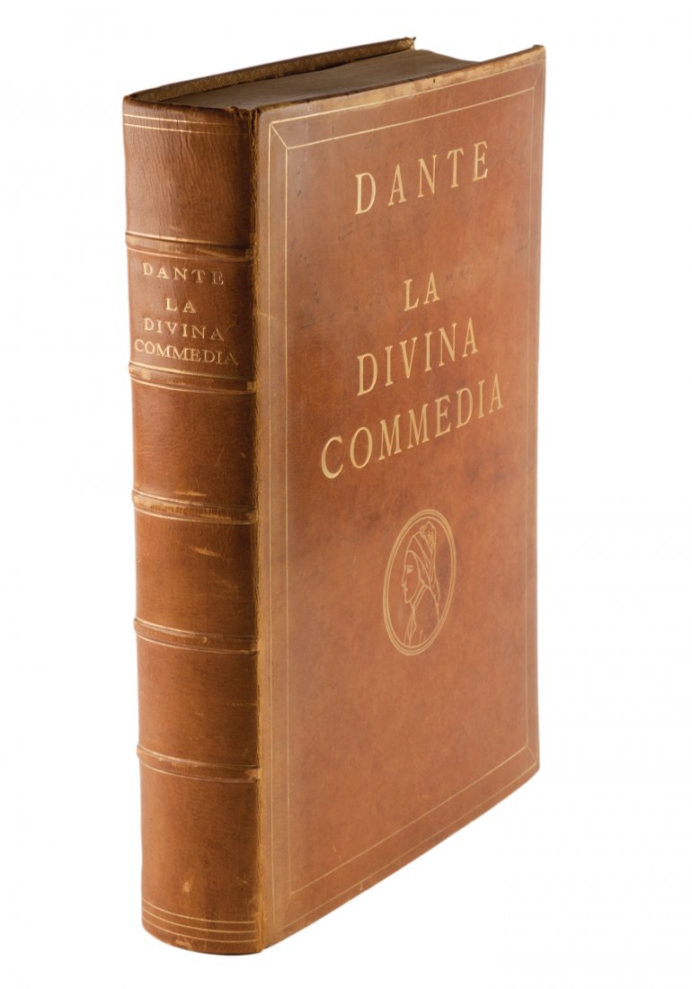 Alighieri Dante: Alighieri Dante. La Comedia [...] con la esposizione di Giuseppe Lando Passerini da Cortona. In Firenze: Appresso Leo S. Olschki editore, 1911. In-folio (mm 400x290). Pagine [2], XI, [1], 524, [2]. Ma