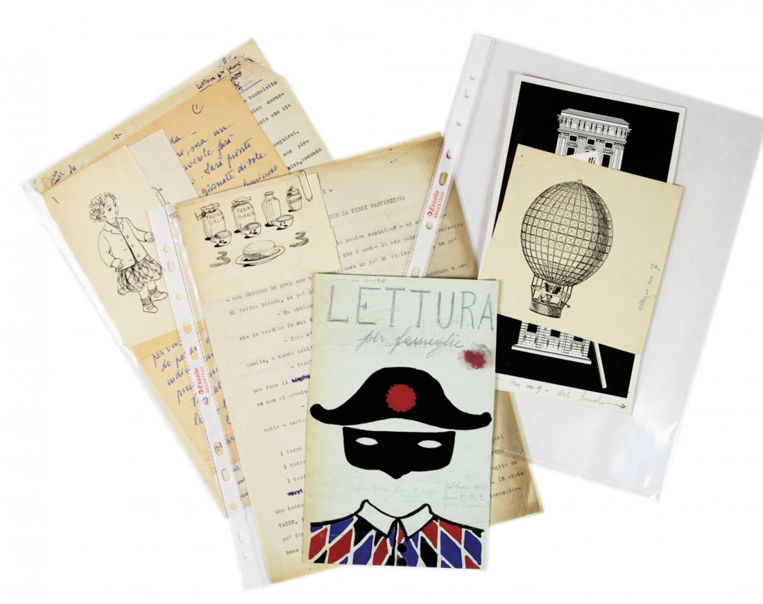 Fornasetti Piero: Fornasetti Piero. 1 disegno originale dell’artista. Datato 1949. Su cartoncino. Dimensioni: 220x140 mm. SI AGGIUNGE: Id., 1 lettera autografa firmata e 1 biglietto dattiloscritto con firma autografa