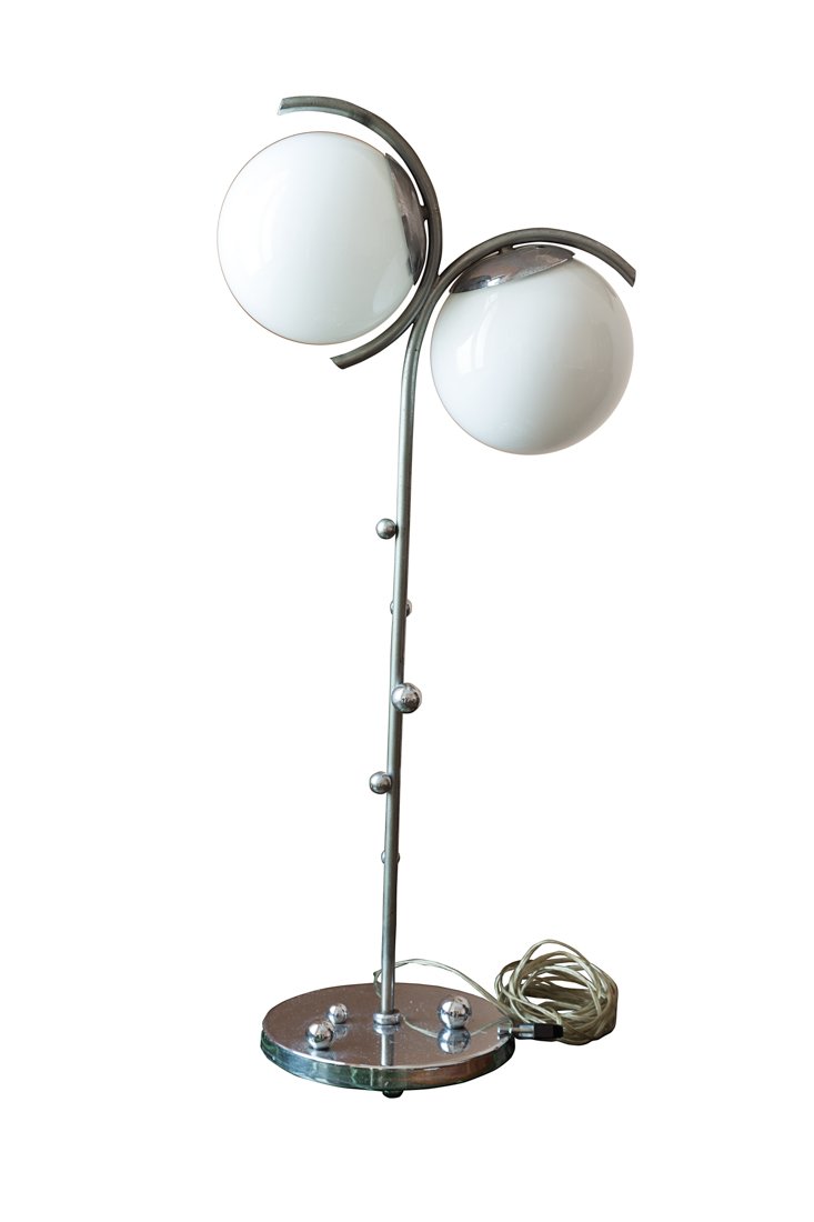 Lampada anni '70 con sfere: Lampada anni '70 con sfere. Diametro base 18 cm, altezza 66 cm ca.