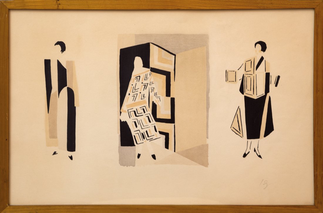 Sonia Delaunay: Sonia Delaunay, Costume Designs. 1920-1925. 14 litografie colorate a pochoir. mm 360x545. Ristampe. In cornice. (14)