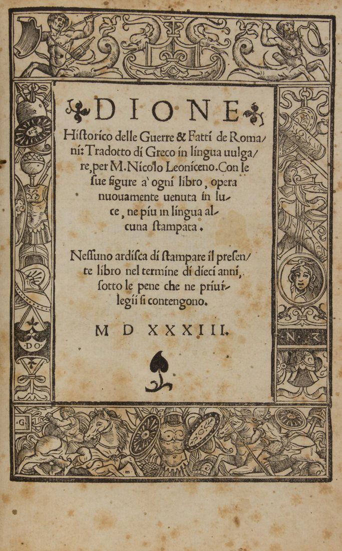 Dione Cassius, Delle guerre & fatti de Roma (1 of 2)