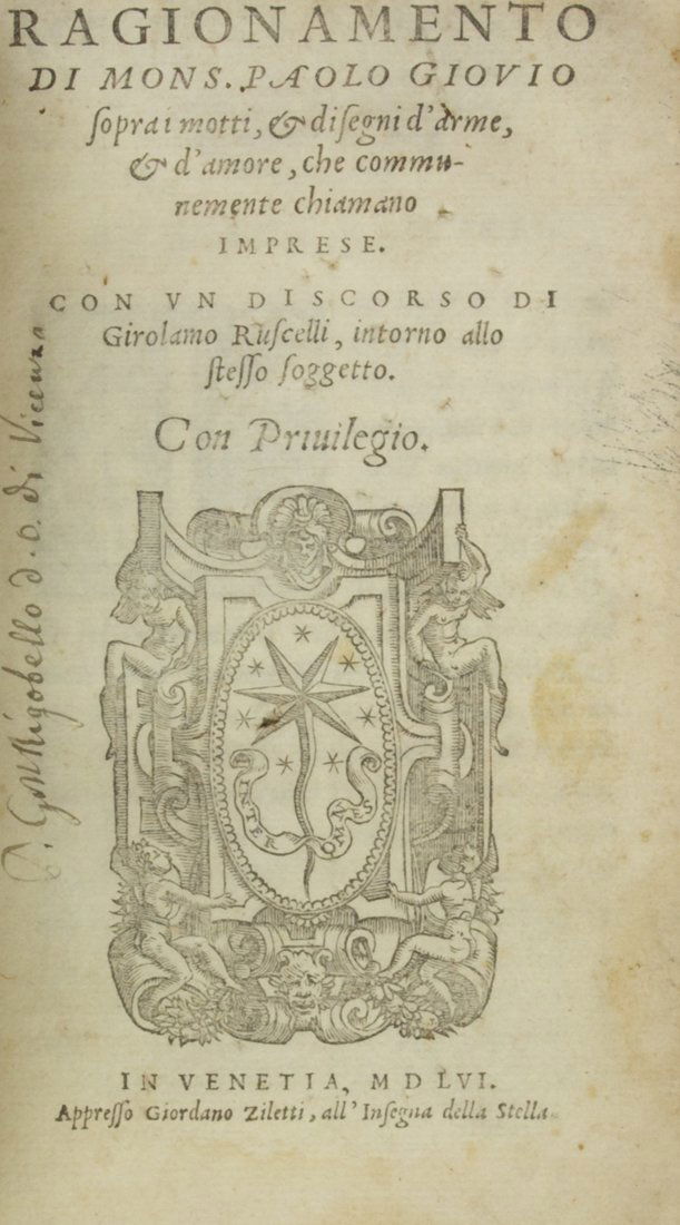 Giovio, Ragionamento sopra motti e disegni d'arme (1 of 2)