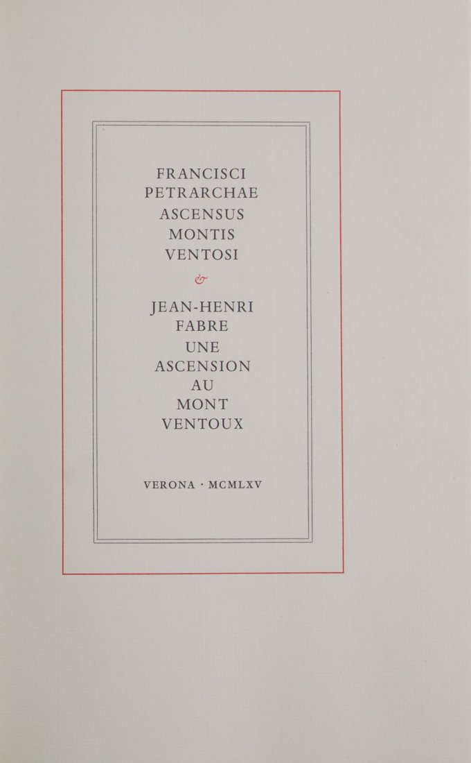 [Officina Bodoni]  Petrarca, Ascensus montis… (1 of 2)