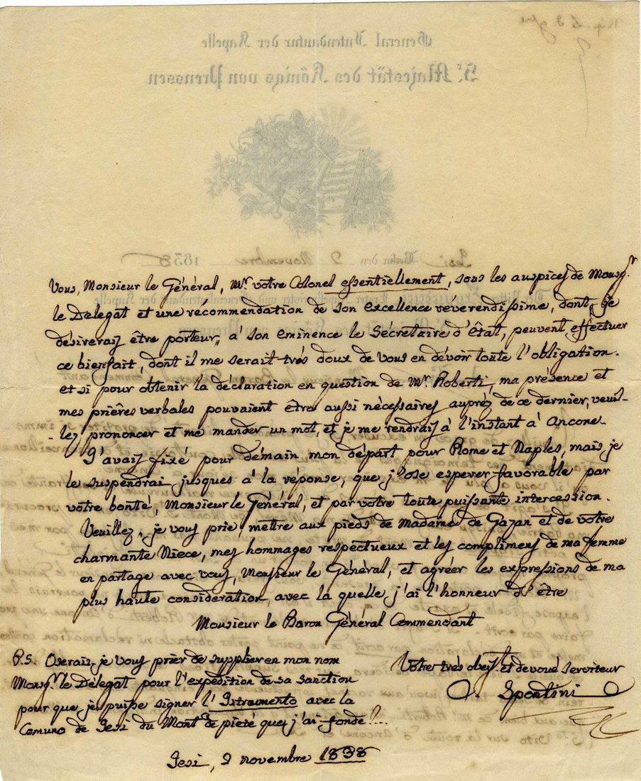 Spontini, Documento manoscritto con firma (1 of 1)