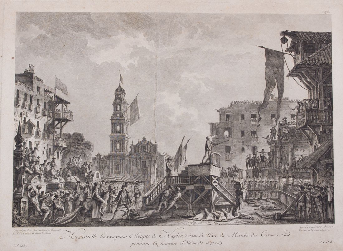 Saint-Non, 9 tavole da Voyage pittoresque: Jean Claude Richard de Saint-Non , Lotto di nove tavole da Voyage pittoresque ou Description des Royaumes de Naples et de Sicile. 1) Jean Duplessi-Berteaux (1750 - 1818) con ritocchi a bulino di Aliam