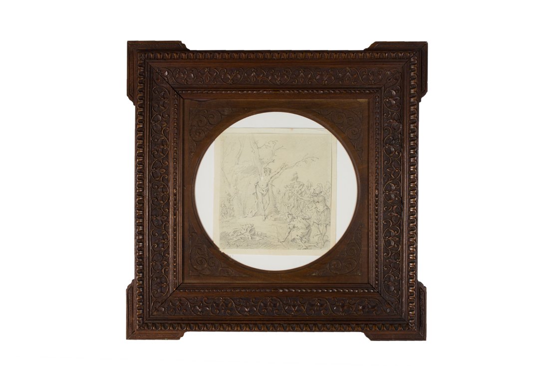 Holzer, Martirio di San Sebastiano: Johann Evangelist Holzer (1709 - 1740), Martirio di San Sebastiano. Matita di grafite su carta bianca. mm 124x119. In basso a sinistra “Holzer fec.”.