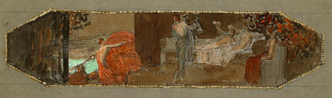 Schlögl, Due bozzetti: La nascita di Venere… (1 of 2)