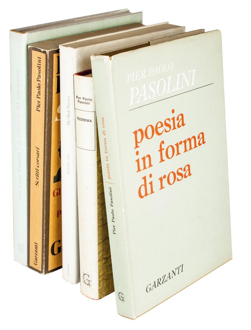 5 prime edizionid i Pier Paolo Pasolini: Pasolini Pier Paolo, La religione del mio tempo. Milano: Garzanti, 1961. In-8° (mm 215x140). Pagine 187. Esemplare in perfetto stato con brossura originale e sovraccoperta verde. SI AGGIUNGONO: Id