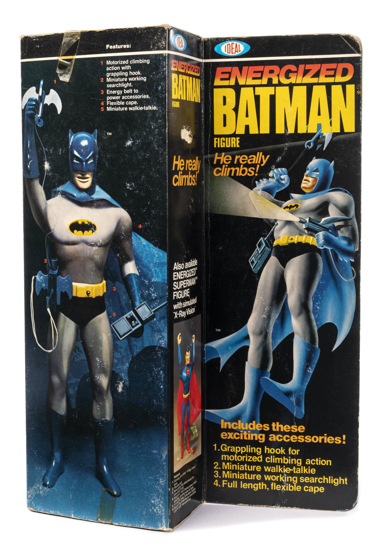 BATMAN: REMCO "Energized Batman Figure" 1979 Boite usÃ©e, intÃ©rieur neuf