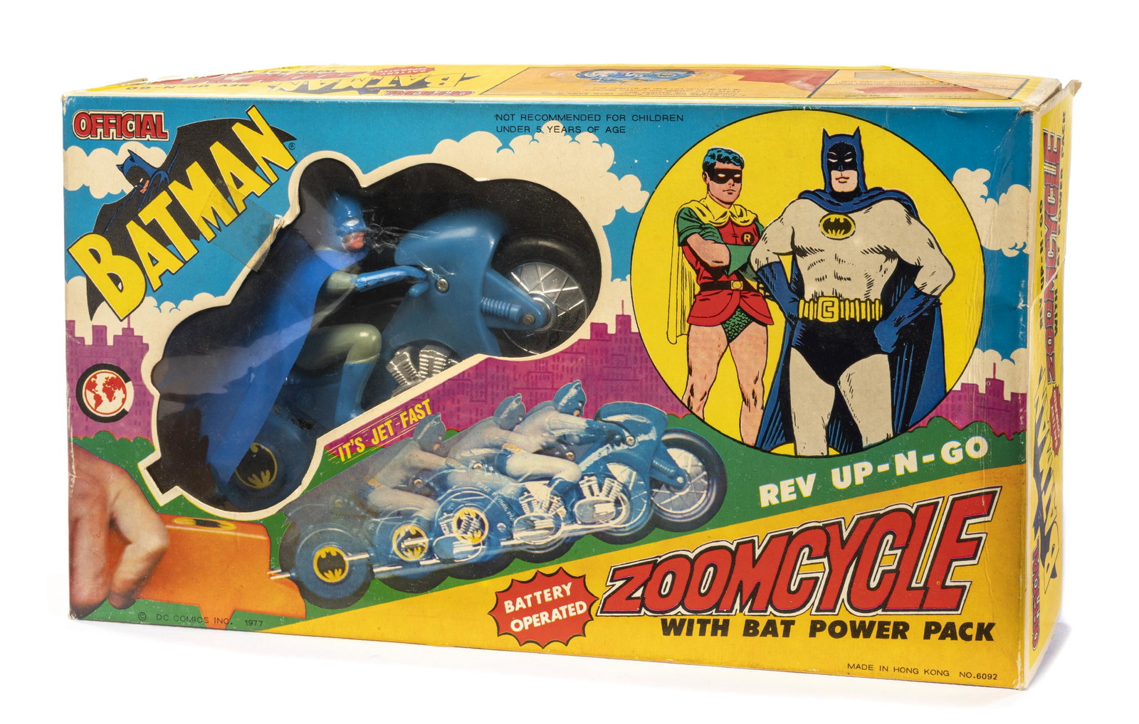 BATMAN: DC COMICS "Zoomcycle" 1977 VÃ©hicule en boite US d'origine. (boite usÃ©e)