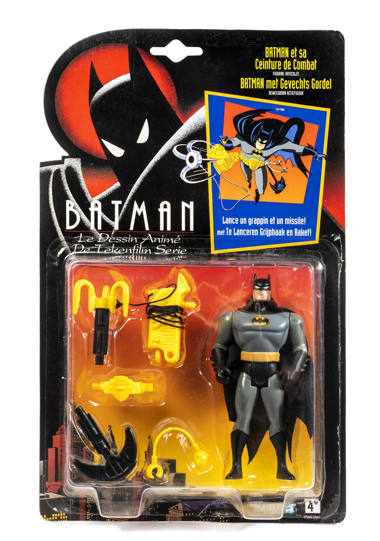 BATMAN: KENNER "Batman - The Animated Series" 1992 Ensemble de deux blister FR / NL ouvert comprenant "Batman et sa ceinture de combat" et "Batman Turbojet".
