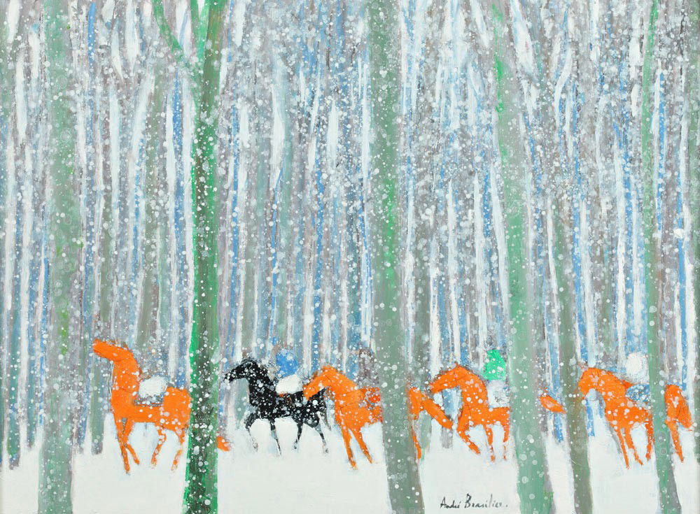 Andre Brasilier Né en 1929 Chevaux dans la neige,: Andre Brasilier Né en 1929 Chevaux dans la neige, 1998 Huile et collage sur toile 54 x 73cm (21.06 x 28.47in) Signé en bas à droite Provenance : Galerie Juarez, Los Angeles, Californie Un certifica