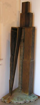 Michael Davis The Ship, The Port, The Bu: Michael Davis The Ship, The Port, The Building Pine, steel and found bronze column, 1982 88 1/2 x 22 x 26"