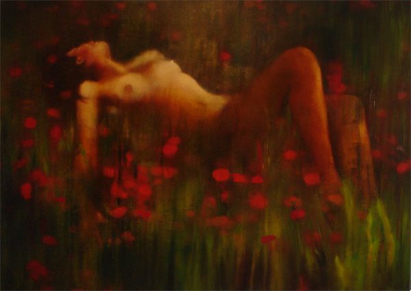 Louis Renzoni: Poppies, 2006, Oil on canvas, Image: 52 x 74 inches