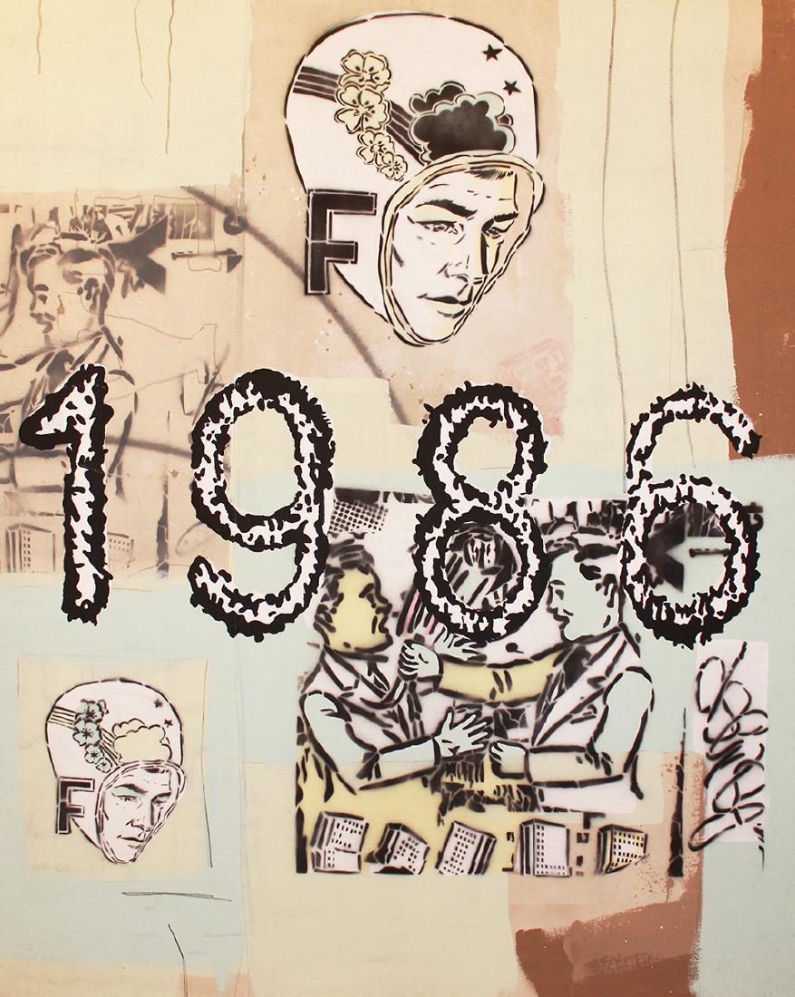 Faile (Born 1975/1976, Formed 1999): Faile (Born 1975/1976, Formed 1999) Untitled, c. 2000 Acrylic and mixed media on canvas 60 x 48 inches