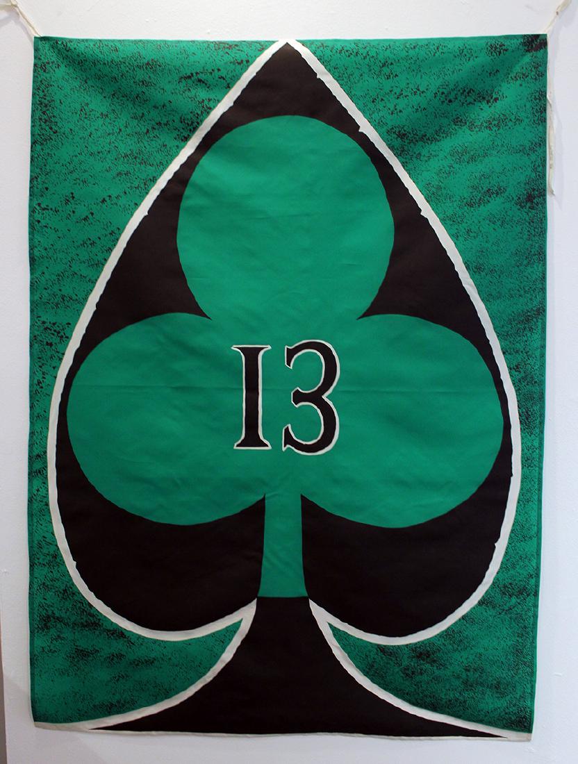 Mike Kelley (1954-2012): Mike Kelley (1954-2012) Banner (Shamrock/Spade), 1989 Silkscreen on China silk Habotai banners From the numbered edition of 40 Signed, numbered and dated in ink on banner hanging string 52 x 38 inches