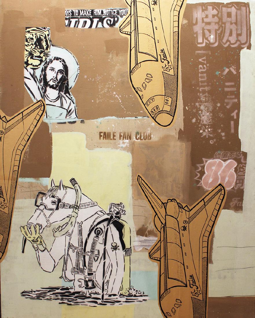 Faile (Born 1975/1976, Formed 1999): Faile (Born 1975/1976, Formed 1999) Untitled, c. 2000 Acrylic and mixed media on canvas" 60 x 48 inches